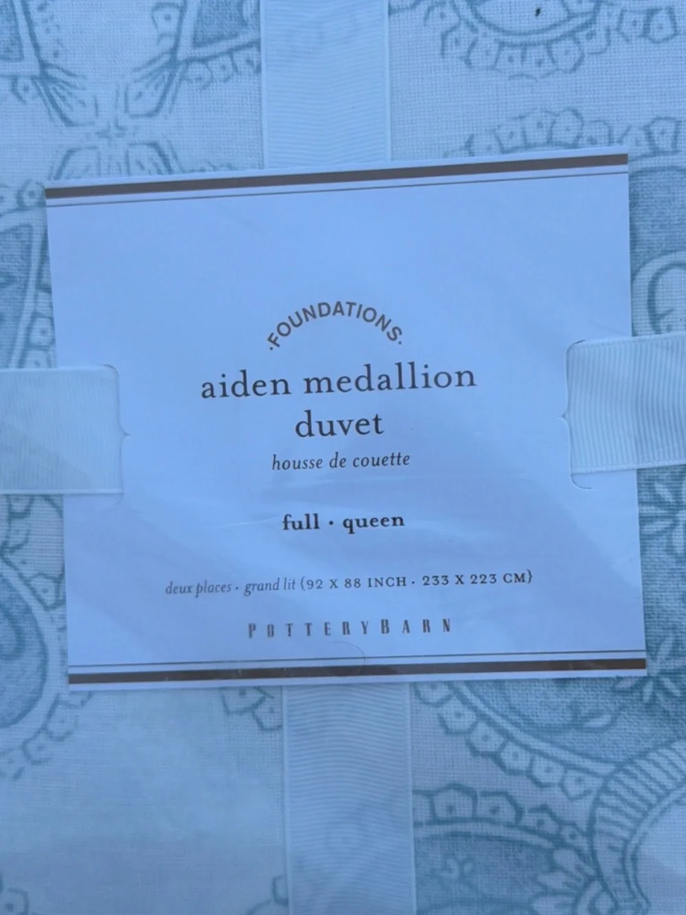 Pottery Barn Aiden Medallion Duvet (blue) Full Queen And 2 Euro Shams Brand New